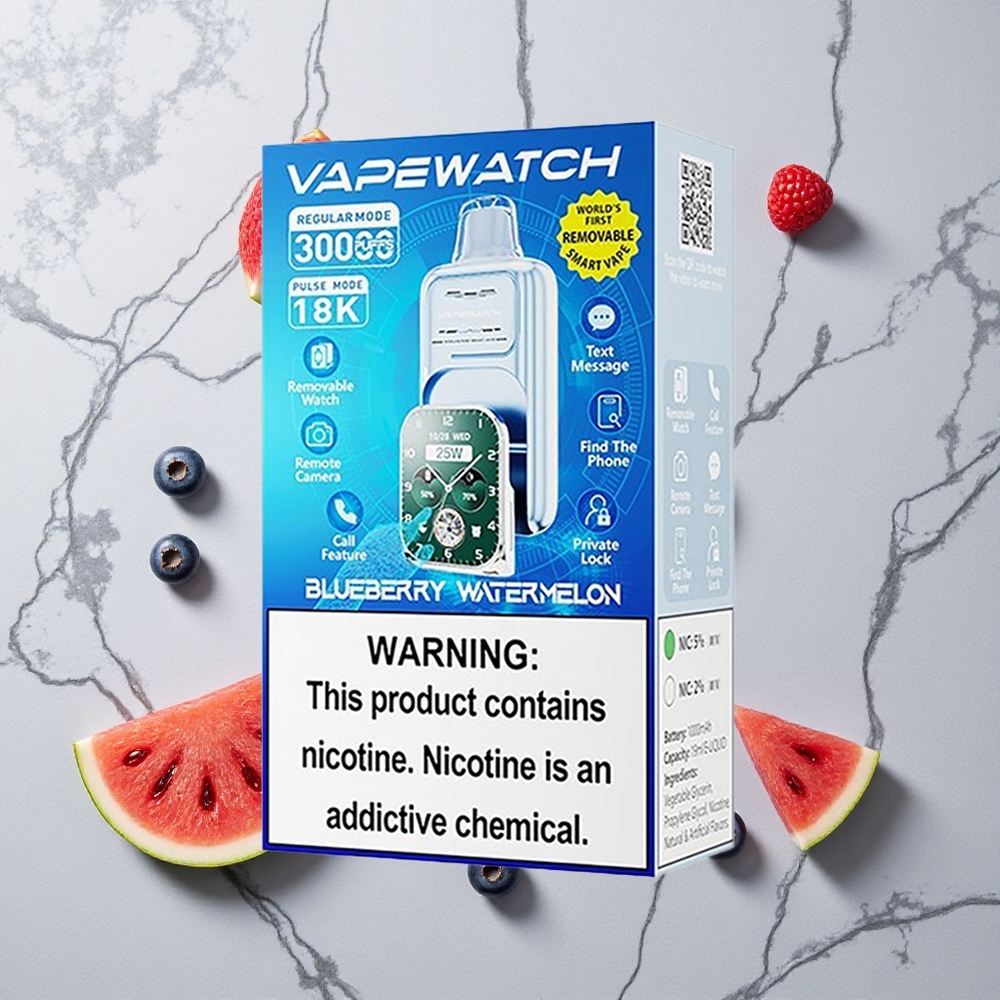 Blauwe Bes Watermeloen JNR Vape Watch 30000 Puffs 19mL Vloeistof Dual Mesh Coil wholesale Netherlands