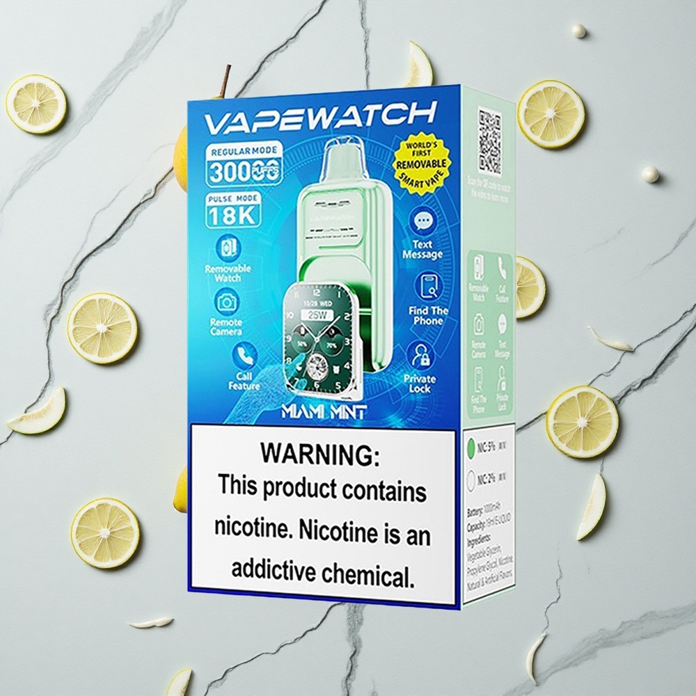 Miami Mint JNR Vape Watch 30000 Puffs Wegwerp Vape 19mL Dual Mesh Coil wholesale Netherlands