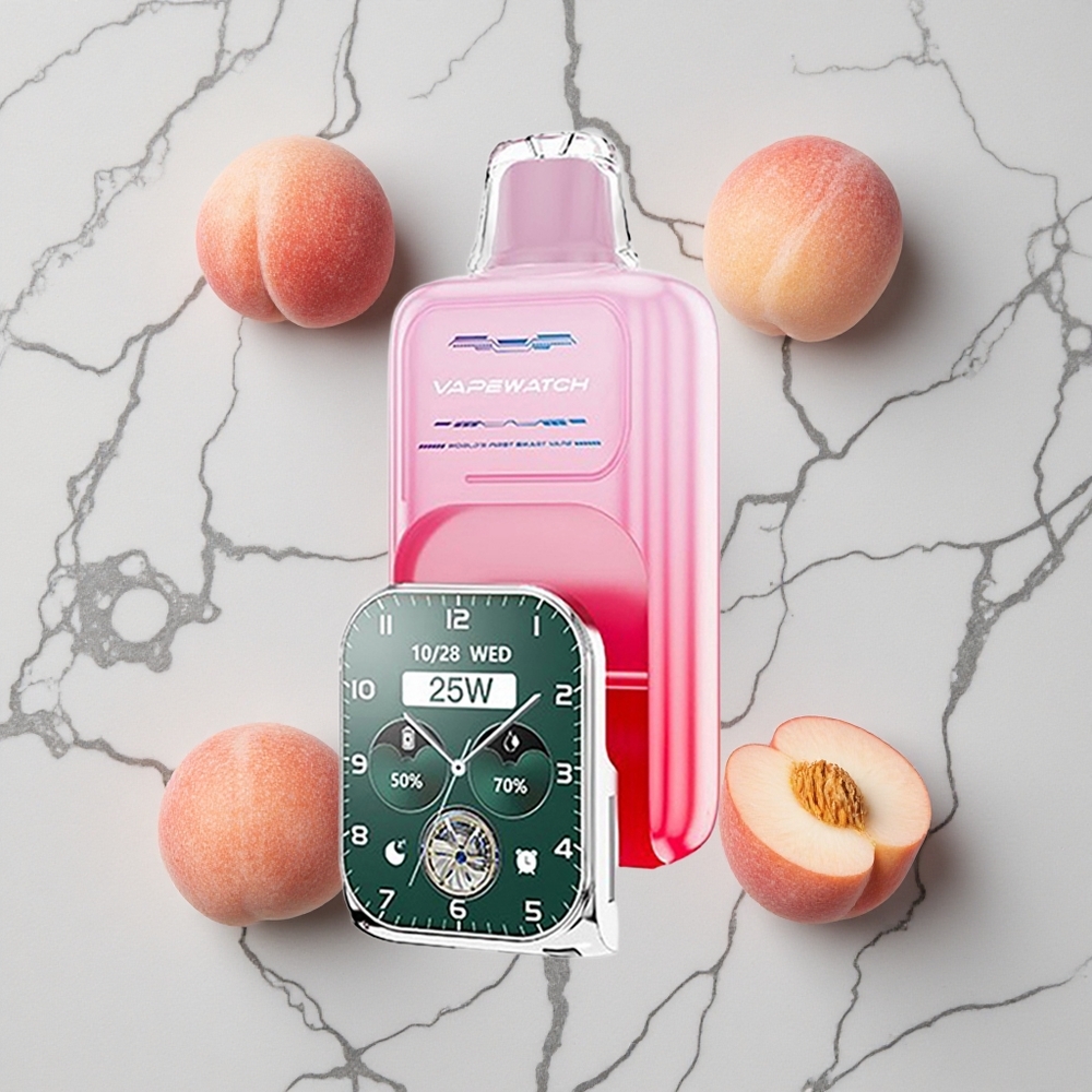 Perziksmaak JNR Vape Watch 30000 Puffs Wegwerp Vape Dual Mesh Coil & 19mL Vloeistof wholesale Netherlands