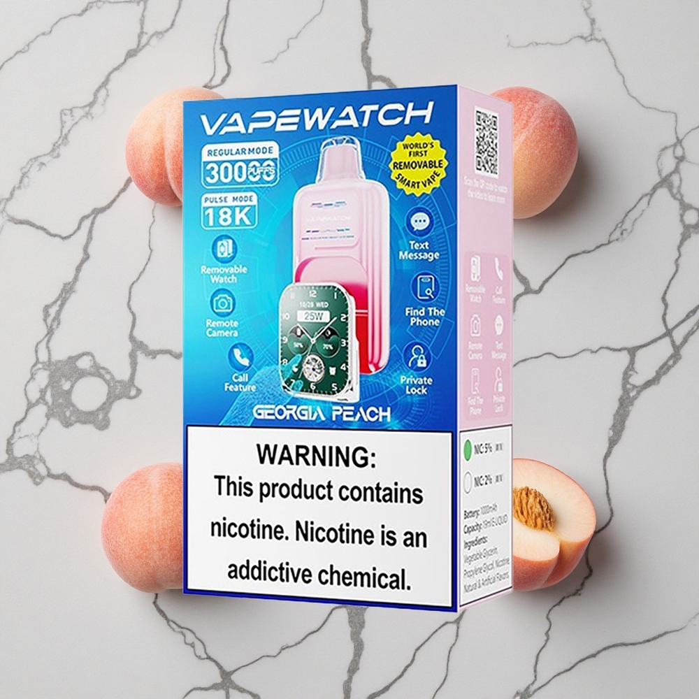 Perziksmaak JNR Vape Watch 30000 Puffs Wegwerp Vape Dual Mesh Coil & 19mL Vloeistof wholesale Netherlands