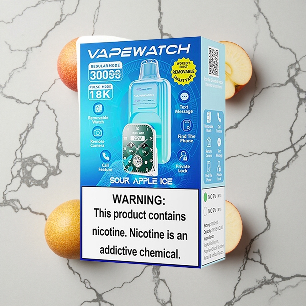 Zure Appel IJs JNR Vape Watch 30000 Puffs 19mL Vloeistof Dual Mesh Coil wholesale Netherlands