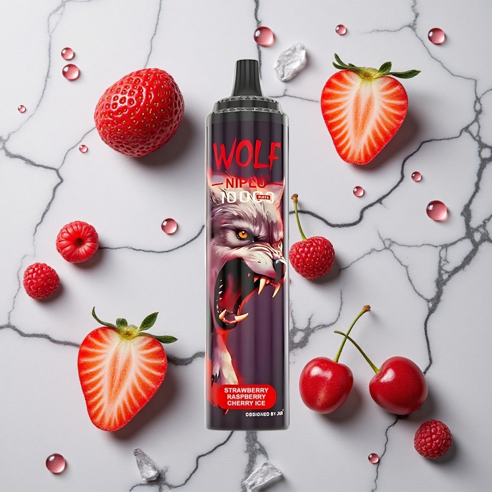 Aardbei Framboos Kers Ijs JNR Wolf Niplo 10000 Puffs 20ml Vloeistof wholesale Netherlands