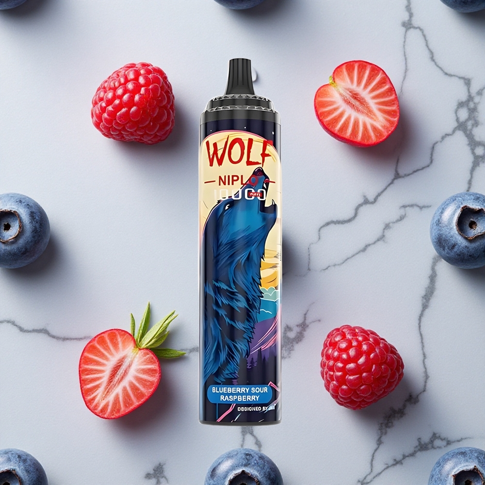 Blauwe Bes Zure Framboos JNR Wolf Niplo 10000 Puffs 20ml Vloeistof Type-C opladen wholesale Netherlands