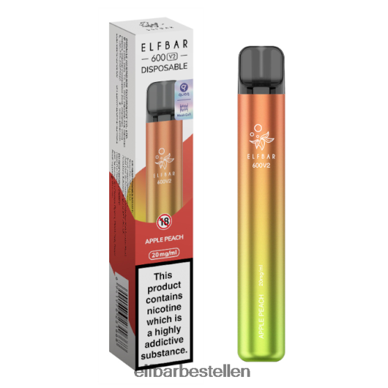 ELFBAR- 4PZ46011 appel perzik 600v2 wegwerpdamp - 20 mg elf bar bestellen nederland