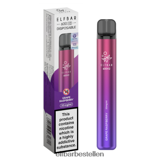 ELFBAR- 4PZ46024 druif framboos 600v2 wegwerpdamp - 20 mg elfbar bestellen mit nikotin
