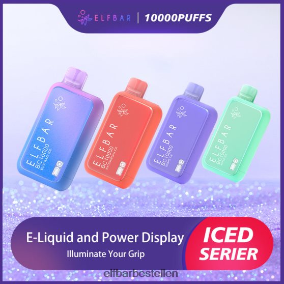 ELFBAR- 4PZ460303 blauw razz-ijs beste smaak wegwerpvape bc10000 ijsserie elfbar bestellen mit nikotin
