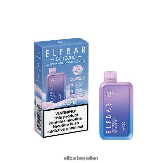 ELFBAR- 4PZ460303 blauw razz-ijs beste smaak wegwerpvape bc10000 ijsserie elfbar bestellen mit nikotin