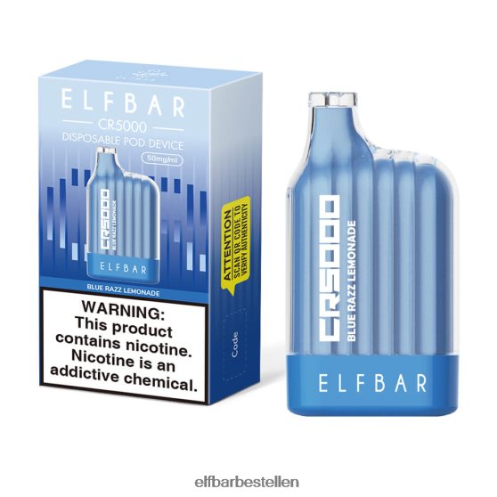 ELFBAR- 4PZ460321 blauwe razz-limonade beste smaak wegwerpvape cr5000 blauwe razz elfbar bestellen mit nikotin
