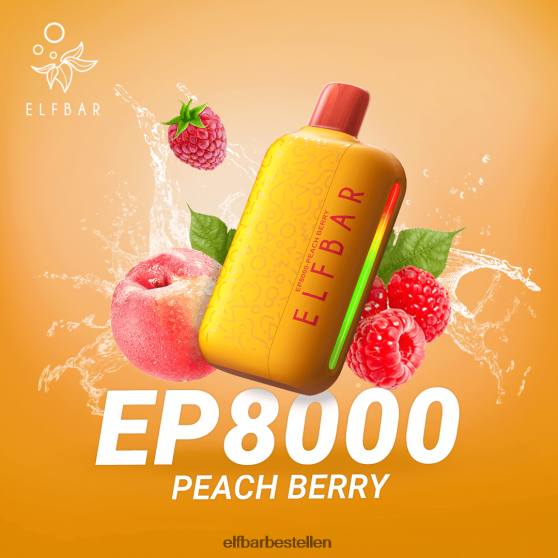 ELFBAR- 4PZ460366 perzik bes wegwerpvape nieuwe ep8000 trekjes elfbar bestellen mit nikotin