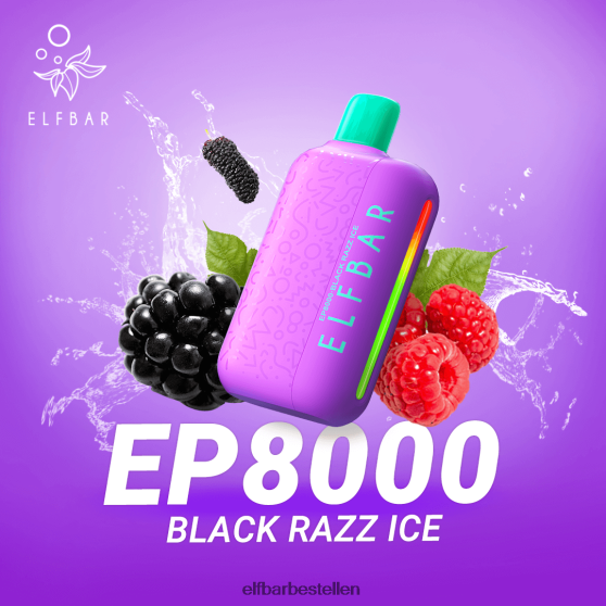 ELFBAR- 4PZ460372 zwart razz-ijs wegwerpvape nieuwe ep8000 trekjes elfbar bestellen